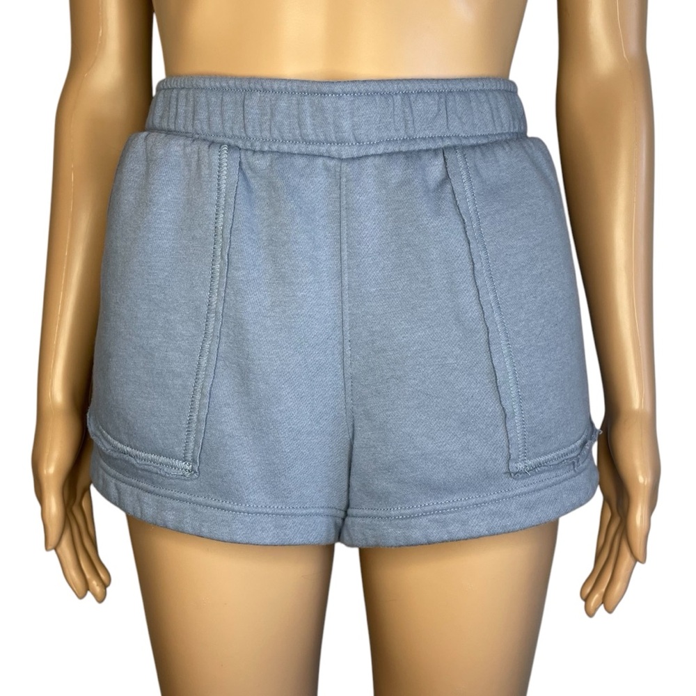 Hurley Solid Light Blue Pull On Lounge Beach Shorts w/ Logo & Pockets